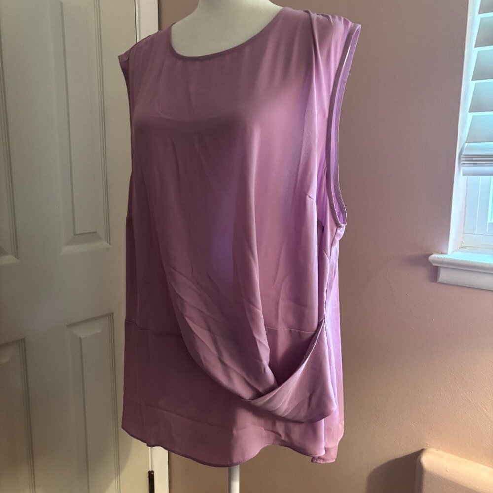 Plus size Crepe soft pink blouse with faux wrap